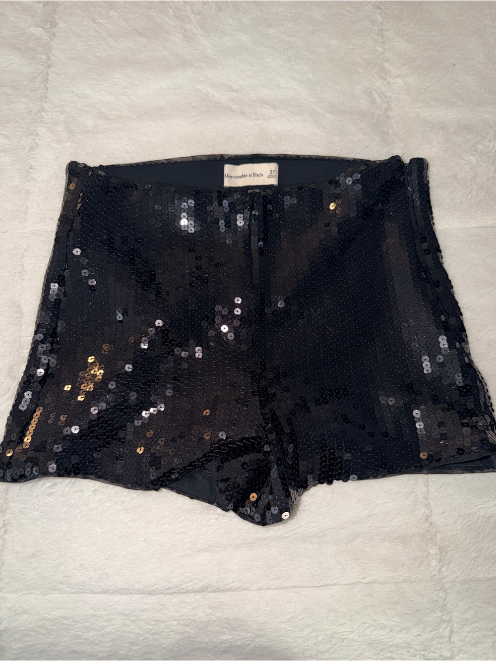 Abercrombie & Fitch Black Sequin High-Waist Shorts